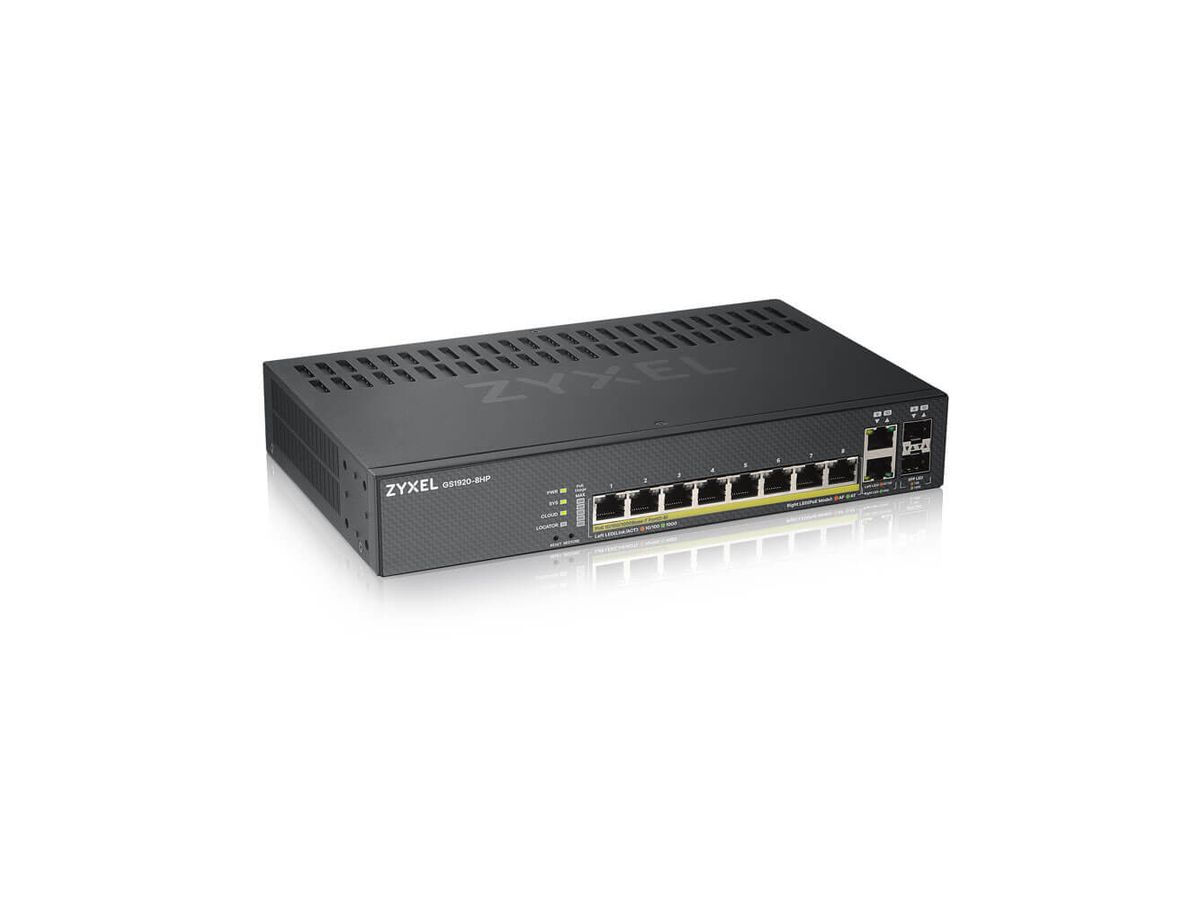 Zyxel GS1920-8HPV2 Managed Gigabit Ethernet (10/100/1000) Black Power over Ethernet (PoE)