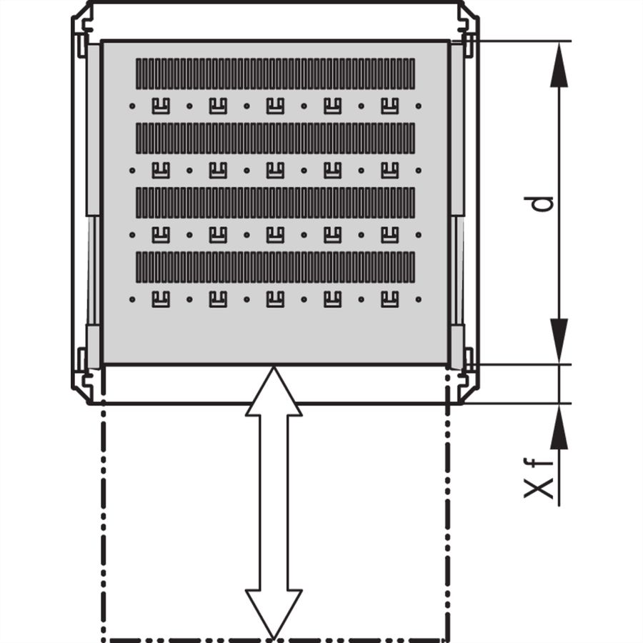 SCHROFF 19" uitschuifbare plank voor Varistar, Novastar, Eurorack, 70 kg, RAL 7021, 553W 900D