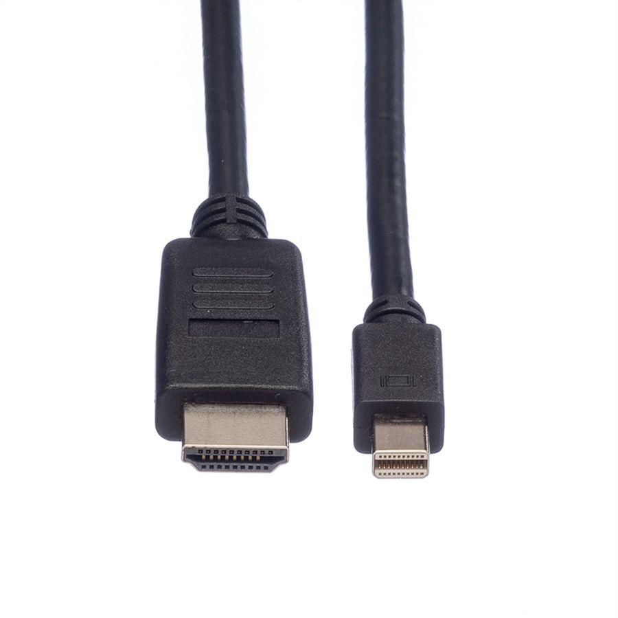 ROLINE Mini DisplayPort Cable, Mini DP-HDTV, M/M, black, 1 m