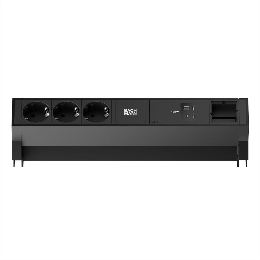 BACHMANN DESK2 3xCEE7/3 1xUSB C/C 100W, 1xCM L=0,2m RAL9005