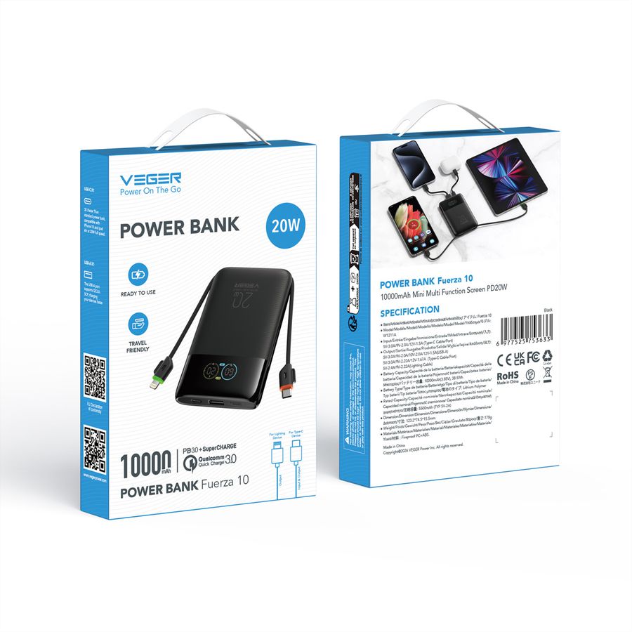 VEGER Powerbank W1211A 10000mah Black