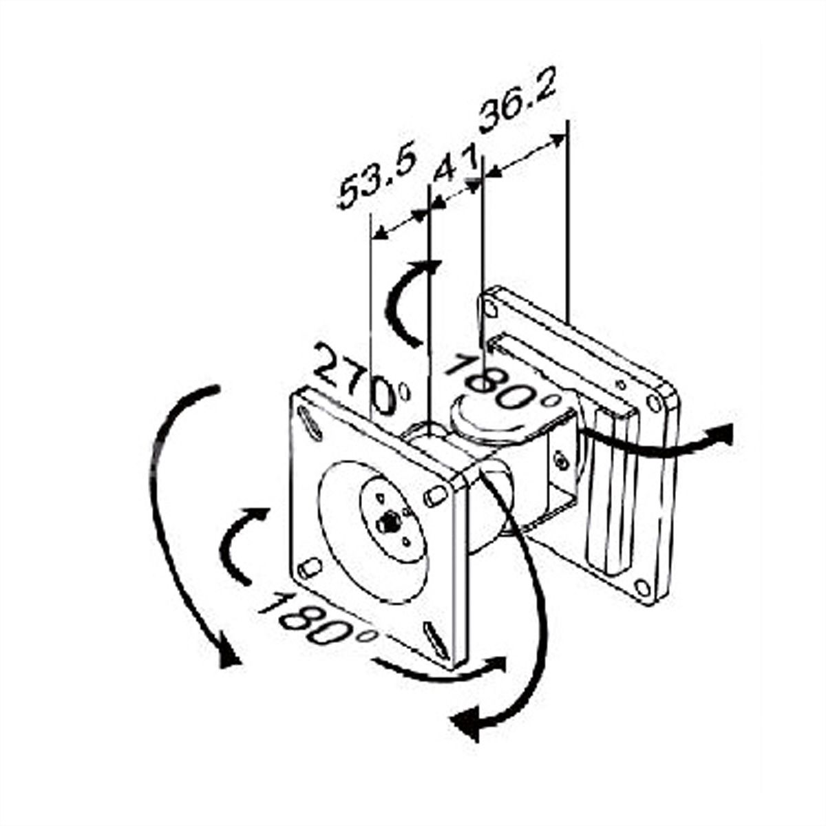 VALUE LCD-Bevestiging, Wandmontage, 2 draaipunten, zwart