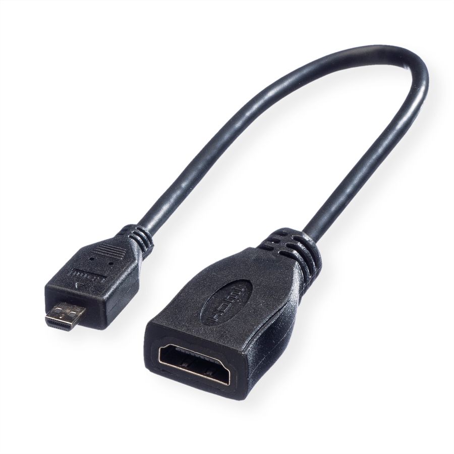 ROLINE HDMI High Speed Kabel met Ethernet, HDMI F - Micro HDMI M, 0,22 m