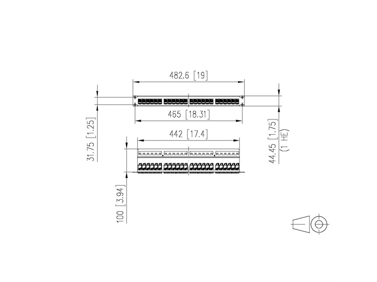 METZ CONNECT C6Amodul 24 Port 180°M 1HE, Edelstahl