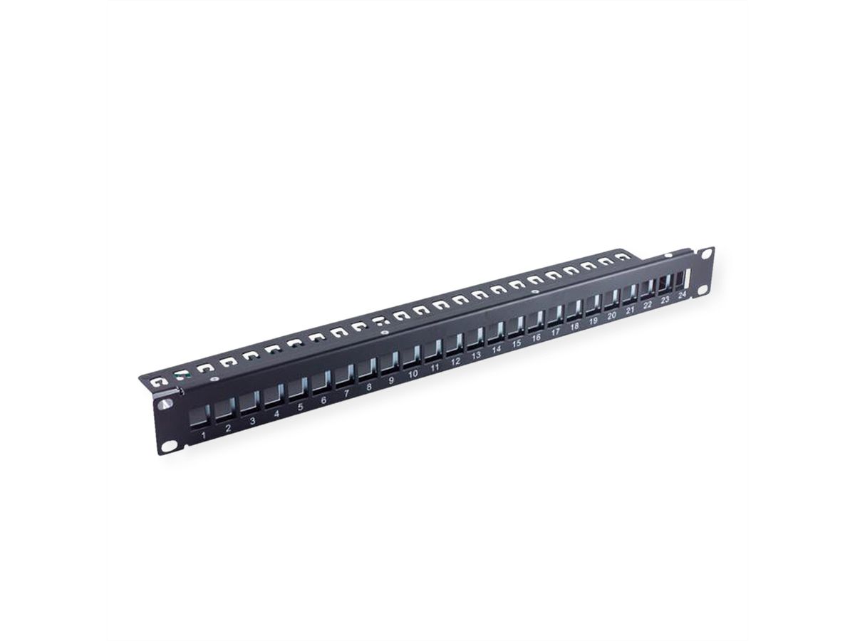 VALUE Keystone 19'' Module Frame, 24 ports, shielded, 1U, 1-piece-type, black