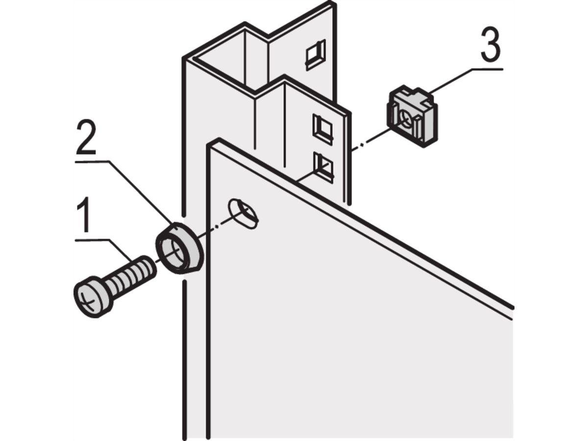 SCHROFF 19" Assembly Kit, 4 x Screw M5x12, Earthing Nut M5 for Slide Rails