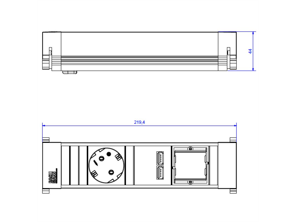 BACHMANN POWER FRAME Small 1x earthing contact 1x USB Charger 1x ABD