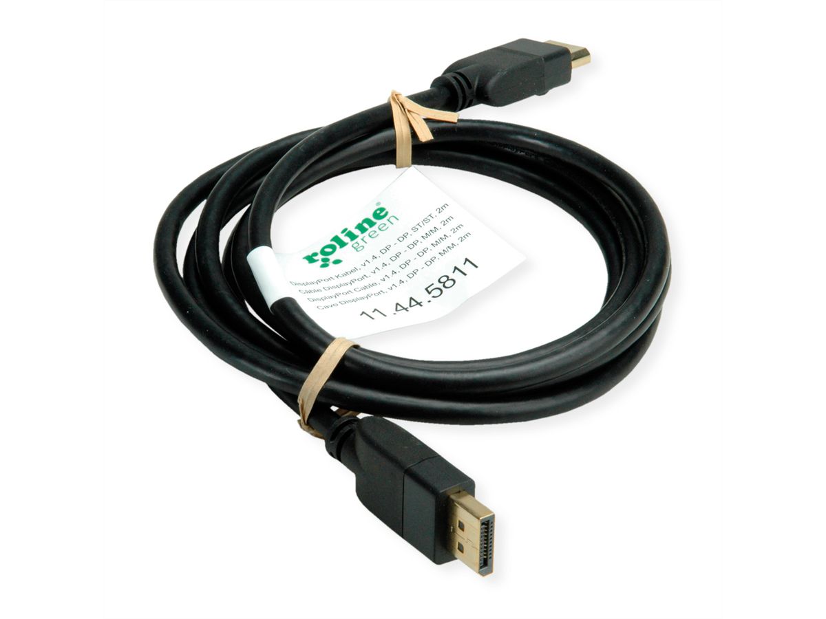 ROLINE GREEN DisplayPort-kabel, v1.4, DP M - M, zwart, 2 m
