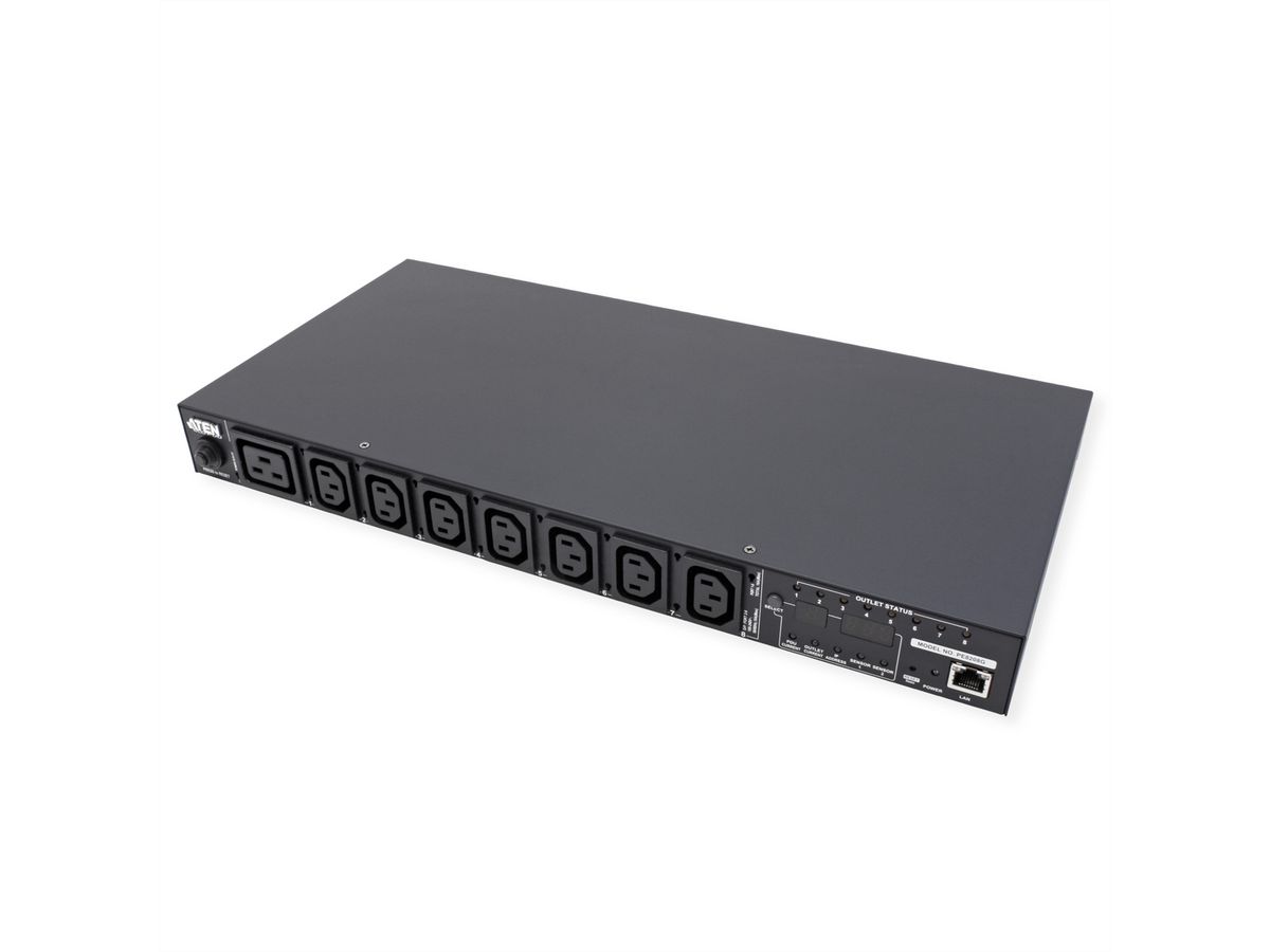 ATEN PE8208G PDU 8-poorts, 1HE, 7xC13 + 1xC19, 16A, enkele poortmeting
