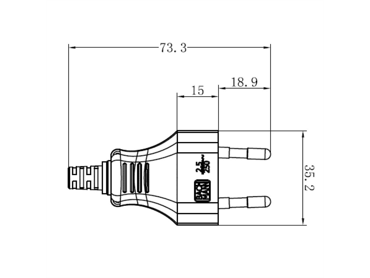 BACHMANN Euro flat plug, black, Screw connection PU 3 pcs. in polybag