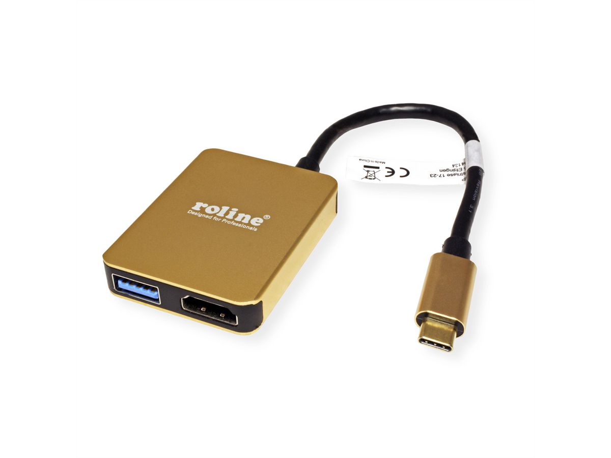 ROLINE GOLD USB Type C Docking Station, HDMI 4K, 2x USB 3.2 Gen 1, 1x PD