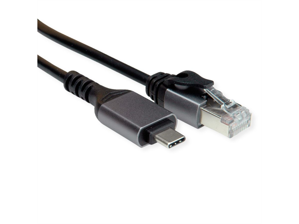 VALUE USB 3.2 Gen 2 Type C naar Gigabit Ethernet converter kabel , zwart, 3 m