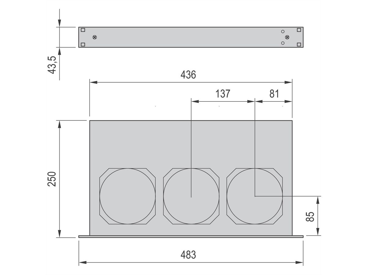 SCHROFF 19" ventilatoreenheid, 1 HE, toerentalregeling en bewaking, 3 ventilatoren, 230 VAC