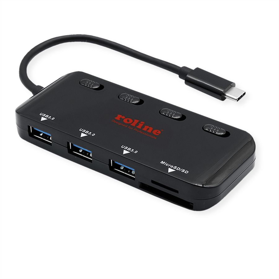 ROLINE USB 3.2 Gen 1 hub, triple, type C aansluitkabel