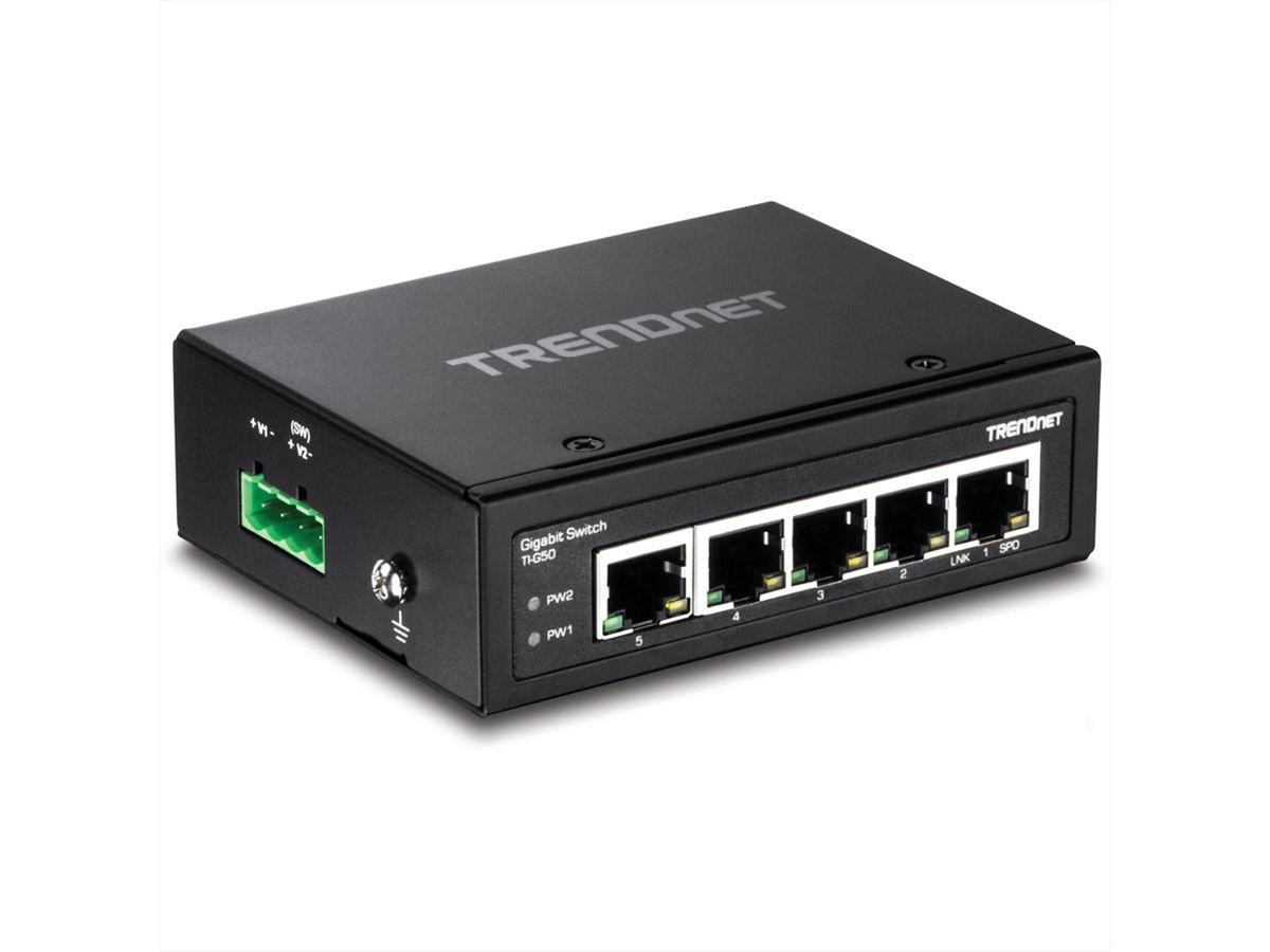 TRENDnet TI-G50 5-Port Gehärteter Industrieller Gigabit DIN-Rail Switch