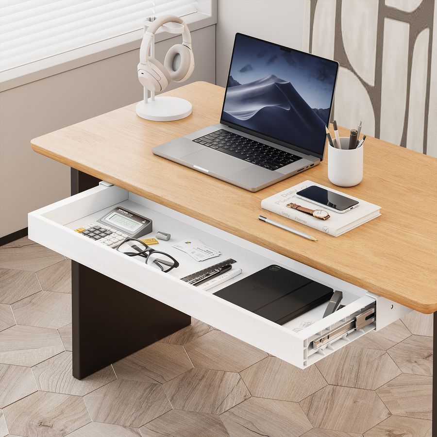 VALUE Ultra-Slim Underdesk Mount Storage Drawer, 758 mm width, white