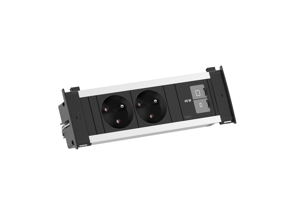 BACHMANN KAPSA S 2xUTE 1xUSB C/C 45W, 2m AEH RAL9005 ALU