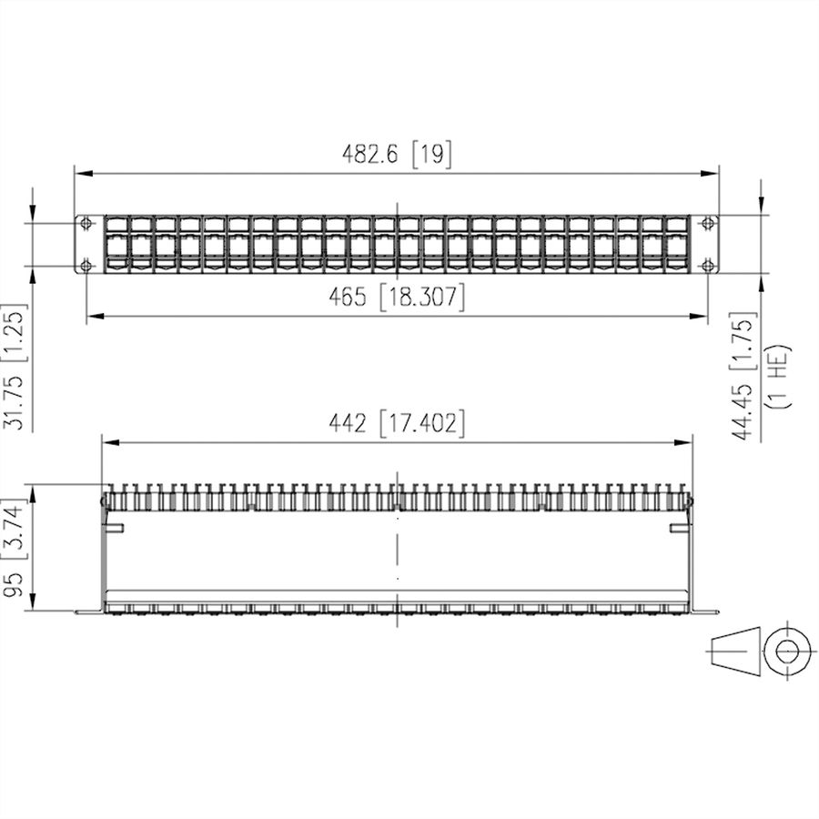 METZ CONNECT Keystone 19 inch moduledrager 1 HE, 24 poorten leeg, afgeschermd, zwart