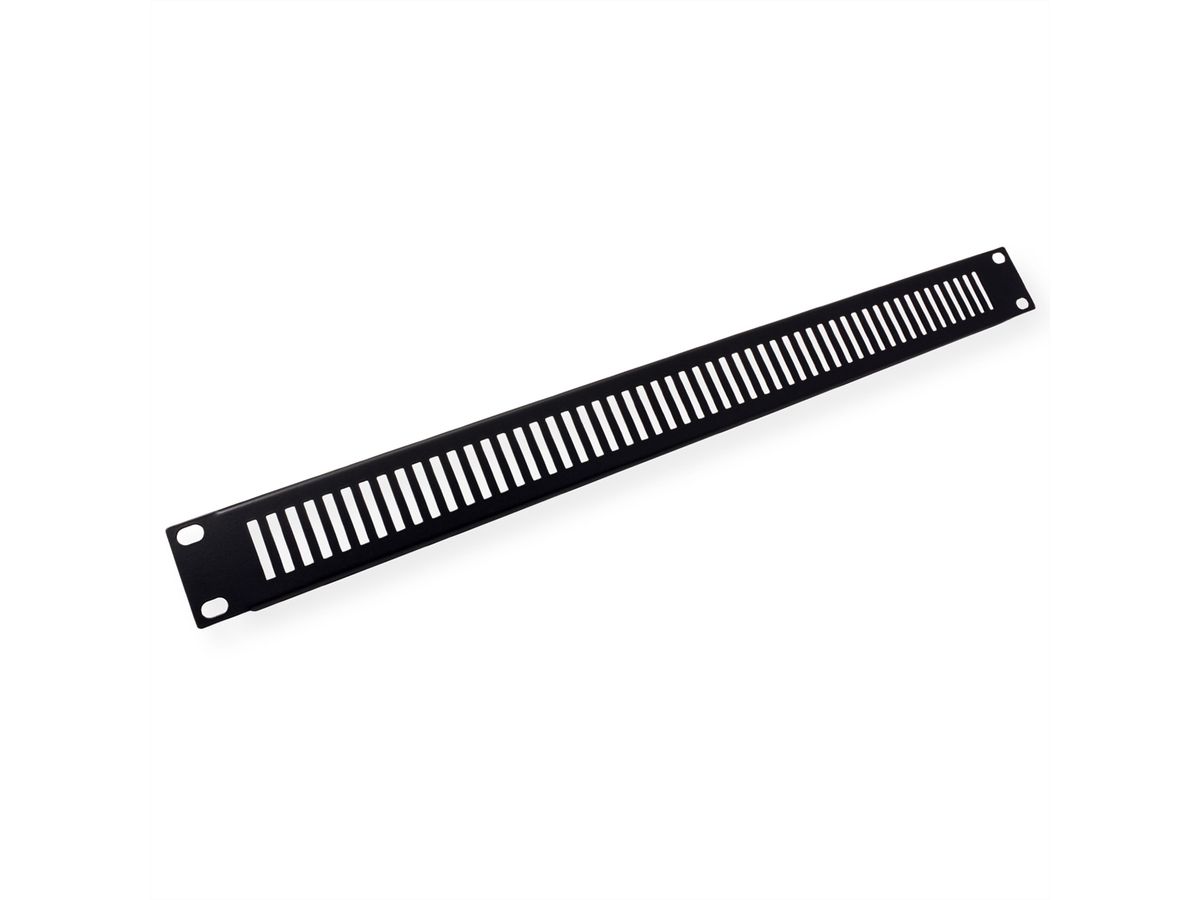 VALUE 19" ventilatie frontpaneel 1 HE, RAL 9005 zwart