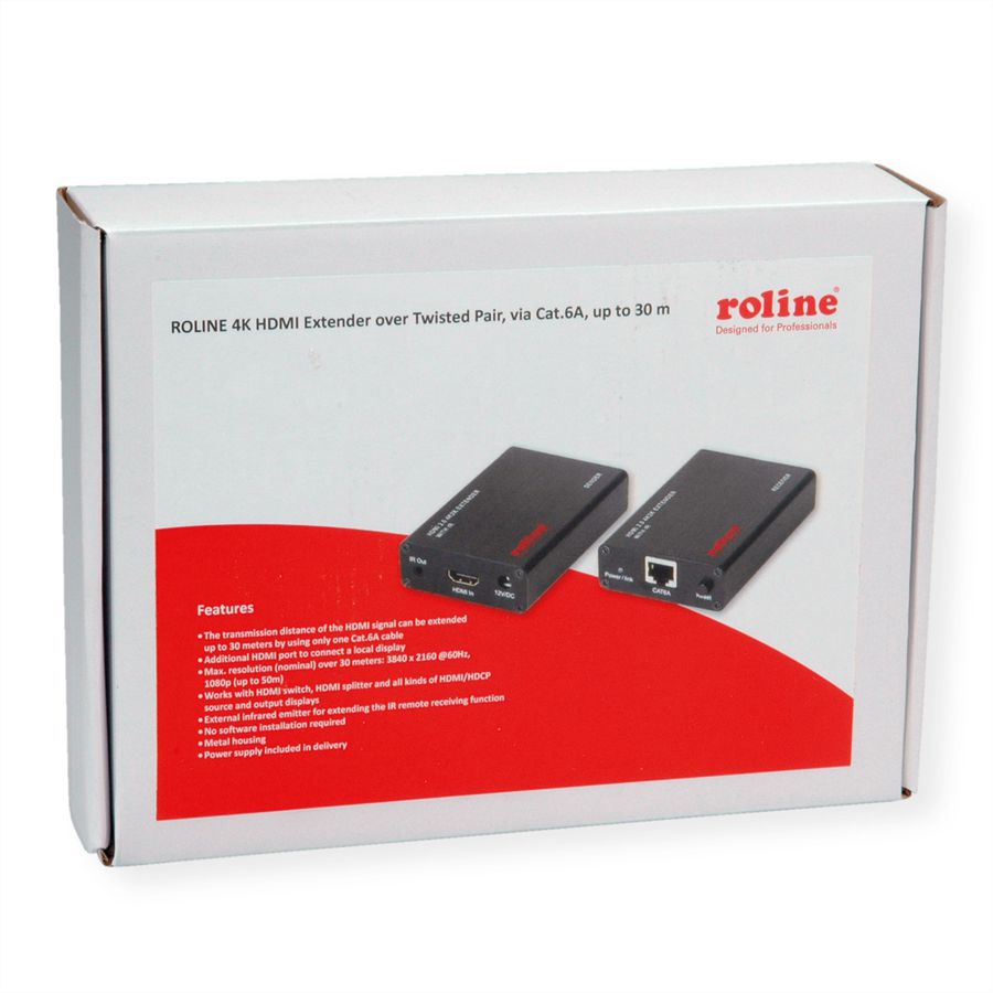 ROLINE Audio/Video System, HDMI, via Cat.6A, 4K@60Hz, 30m/45m