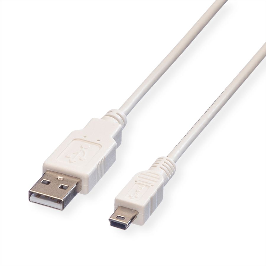 VALUE USB 2.0 Kabel , Typ A 5 Pin Mini , wit, 0,8 m