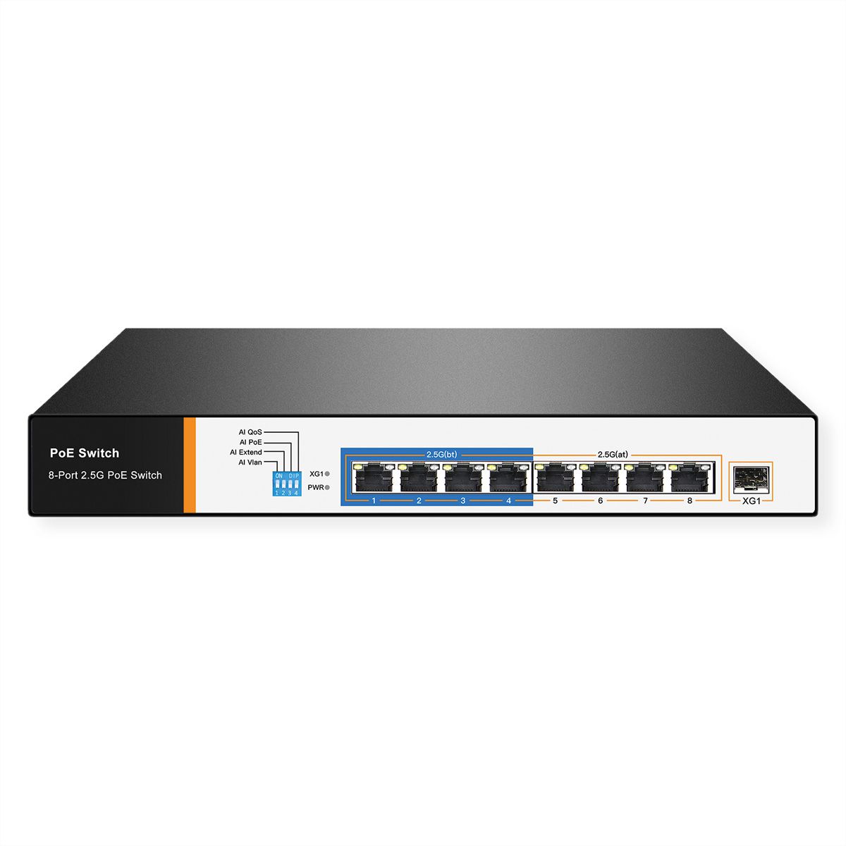 VALUE PoE++ 2.5 Gigabit Ethernet Switch, 8x Port (4xPoE++ & 4xPoE+) + 1  Uplink Port (10 GbE SFP+) - SECOMP Nederland GmbH