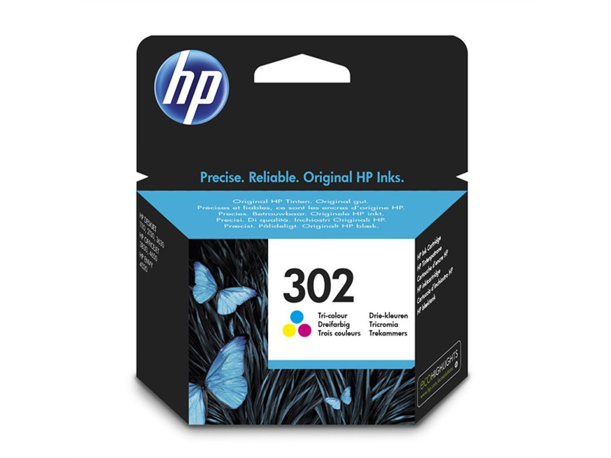 F6U65AE, nr. 302, printcartridge, 3-kleuren, cyaan, magenta, geel ca. 165 pagina's voor HP OfficeJet 3830