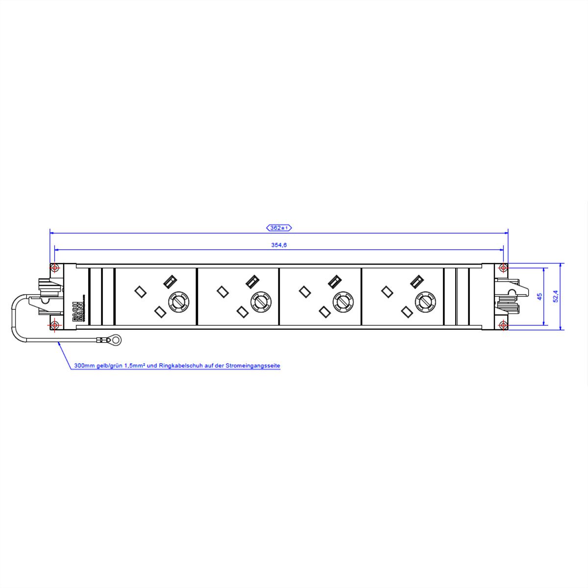 BACHMANN STAPPENSTEUN 4xUK 45° 3,15A GST18, zwart