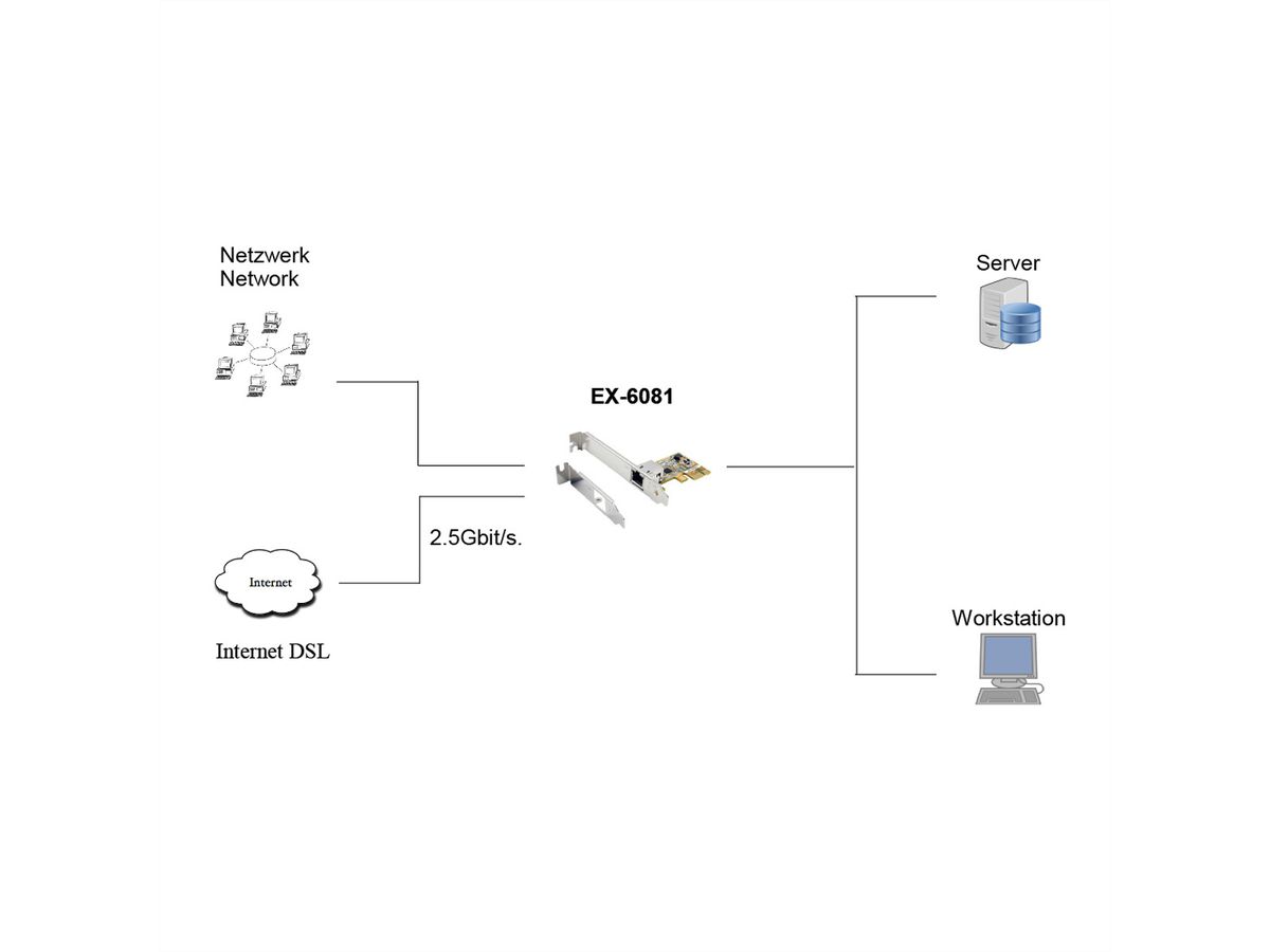 EXYSY EX-6081 2.5 Gigabit PCIe netwerkkaart (Realtek chipset)