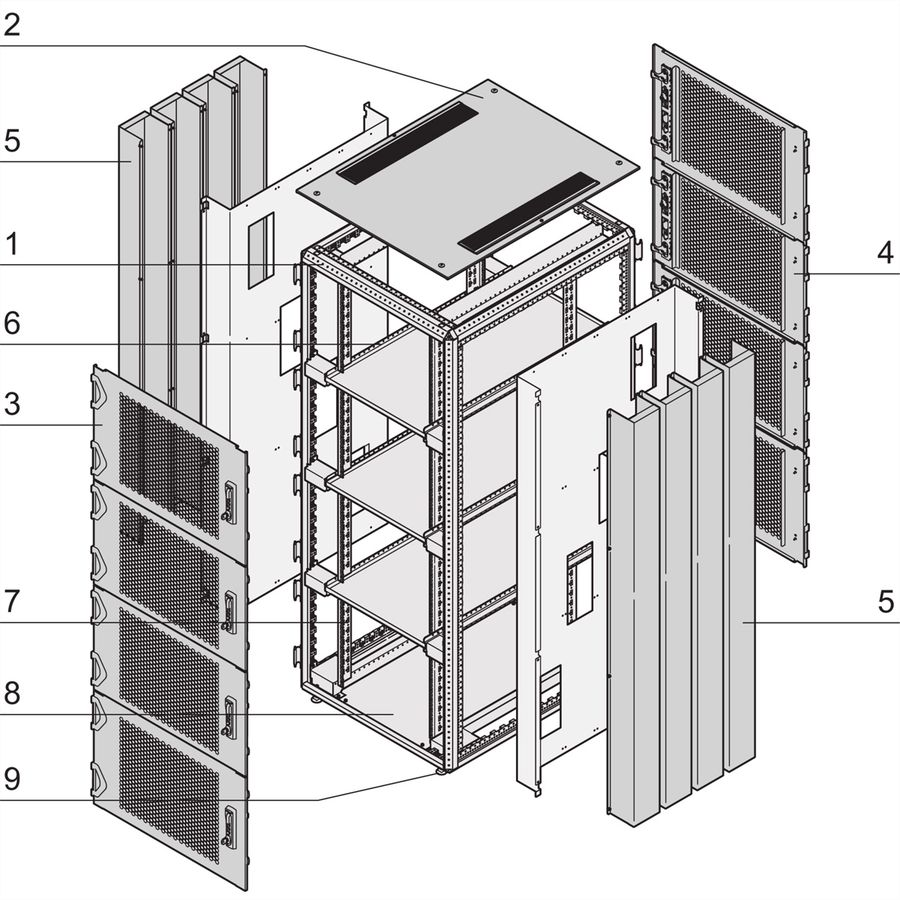 SCHROFF Varistar systeemkast, RAL 7021, 4 vakken, 47 HE, 2200H, 800W, 1000D