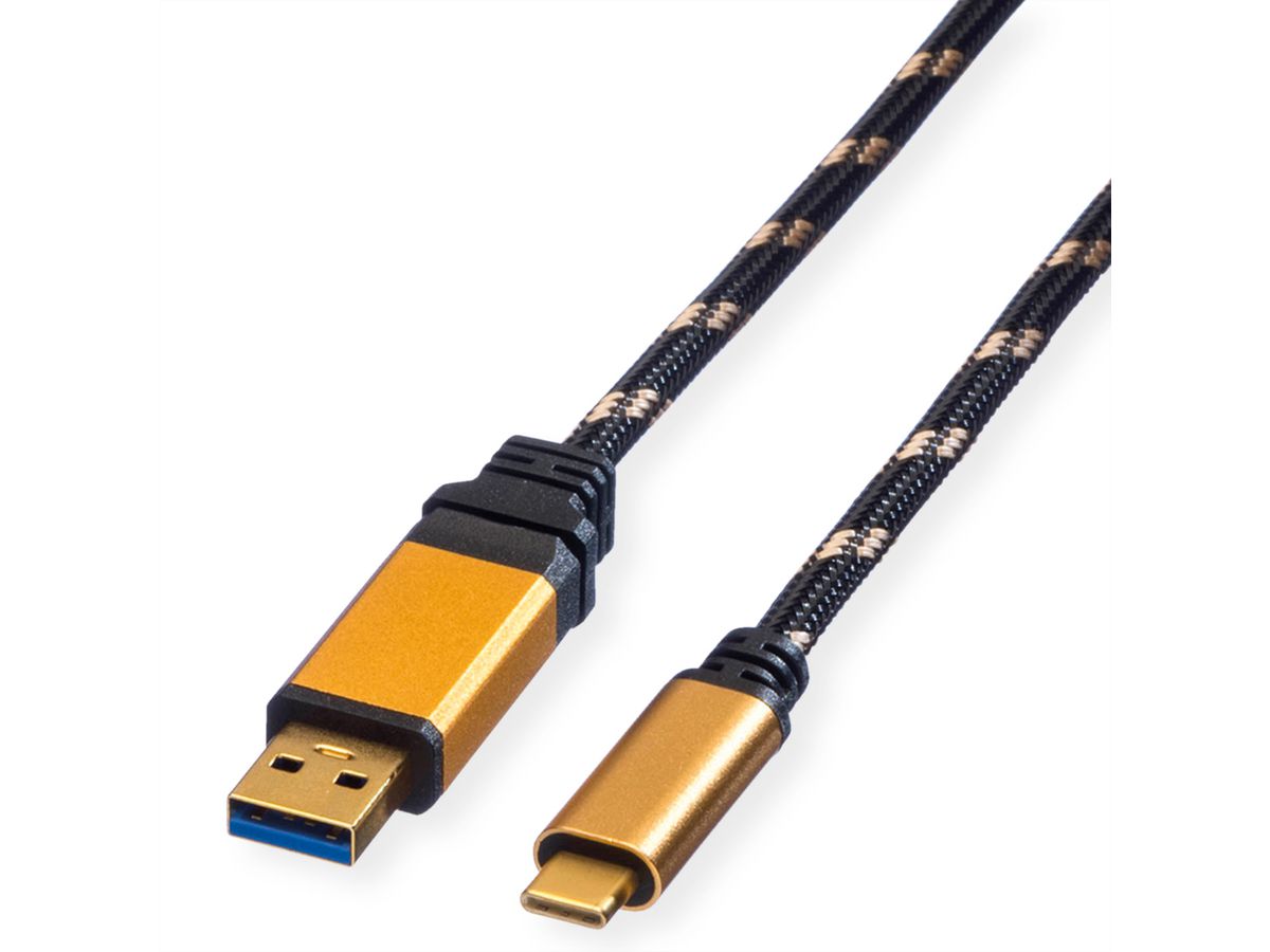 ROLINE GOLD USB 3.2 Gen 1 kabel, A-C, M/M, Retail Blister, 1 m