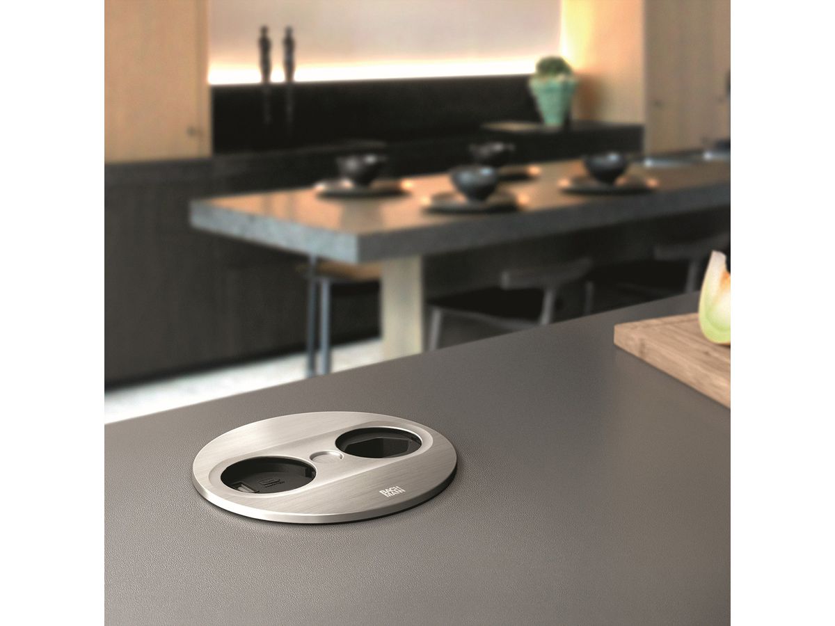 BACHMANN TWIST2 1xCH 1xUSB A/C 22W, L=2.0m AEH T12 stainless steel look round