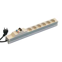 SCHROFF contactdoosstrook UTE, 6 contactdozen, 19", met randaarde en overstroombeveiliging