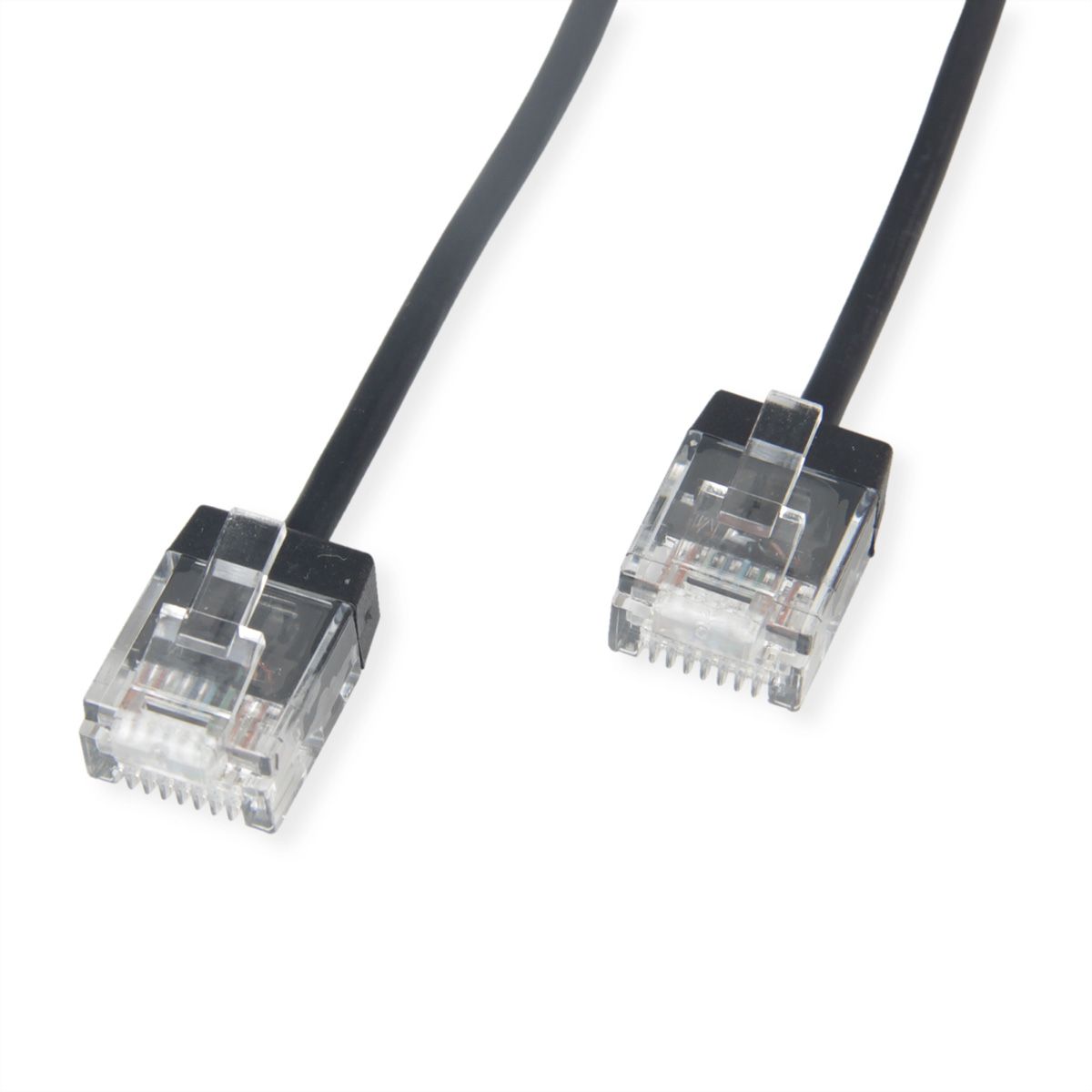 ROLINE UTP DataCenter Patchkabel Cat.6A (Class EA), LSOH, dun, extra korte stekker, zwart, 2 m
