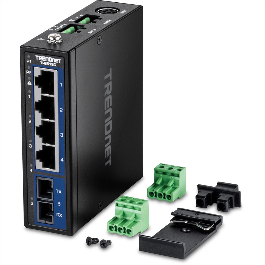 TRENDnet TI-G51SC 5-poorts Gigabit Switch Industriële DIN-rail met MM SC-poort
