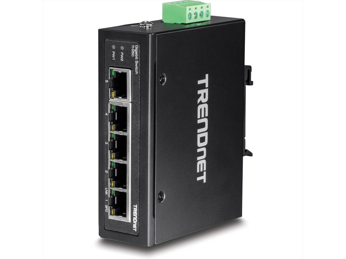 TRENDnet TI-G50 5-poorts geharde industriële gigabit DIN-rail switch