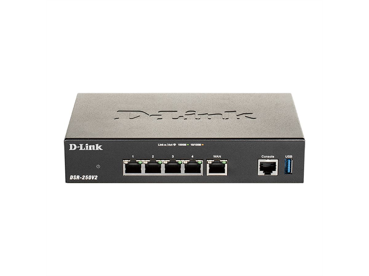 D-LINK DSR-250V2/E VPN Security Router, 3x LAN, 1x WAN, 1x LAN/WAN Port