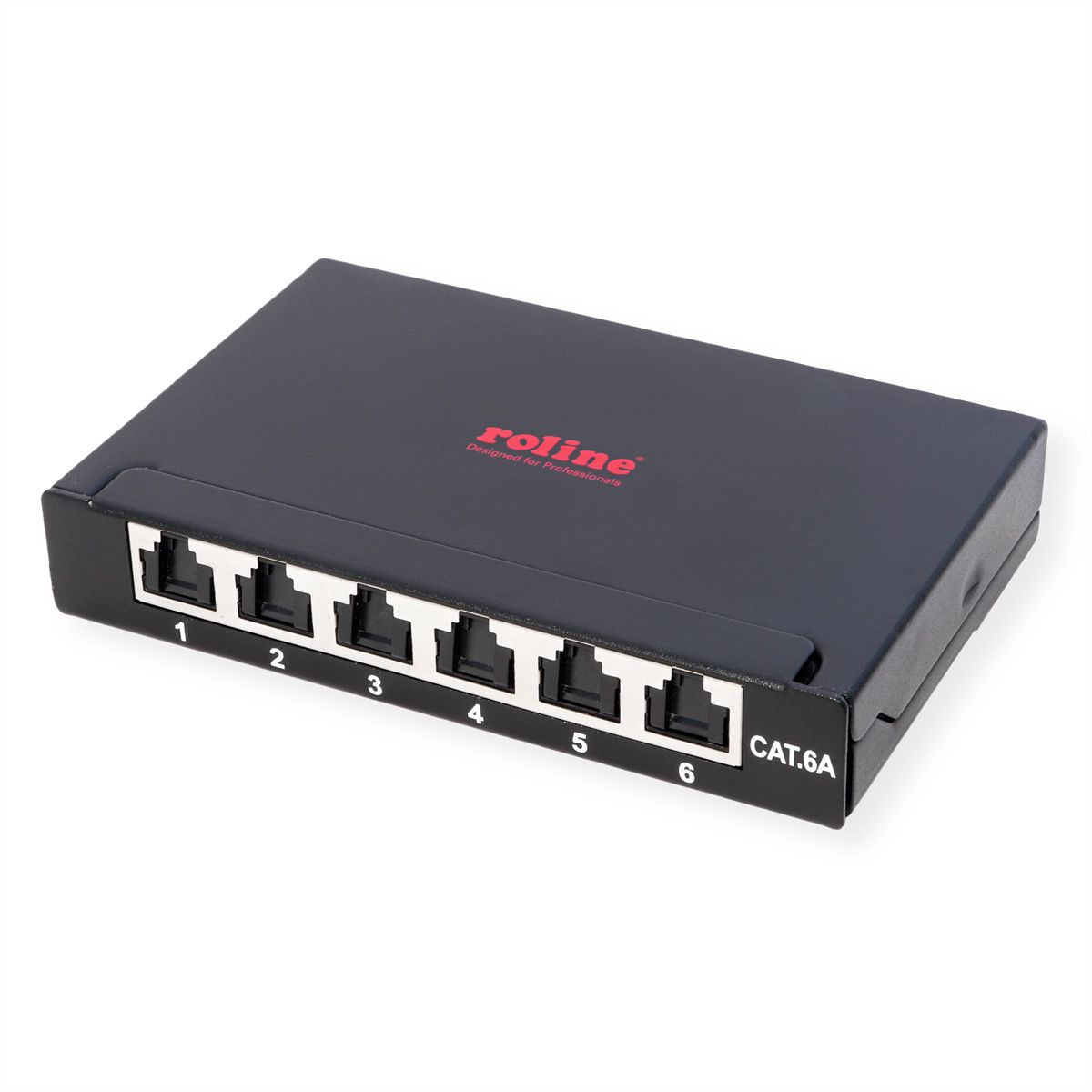 ROLINE Minipatchpaneel, Cat.6A/Cl.EA, 0,5U, 6x RJ45-poorten , afgeschermd, zwart