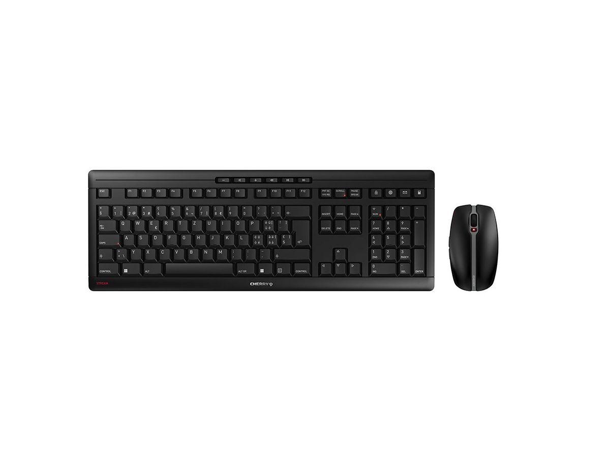 CHERRY Stream Desktop Recharge keyboard Mouse included RF Wireless QWERTZ Swiss Black