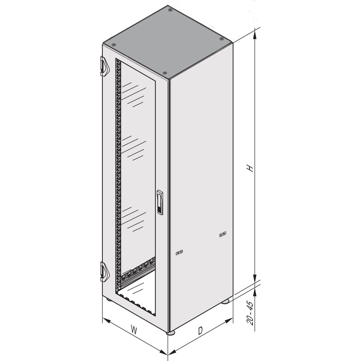 SCHROFF Varistar IP 20 Cabinet, Glass Front Door, Steel Rear Door, 38 U 1800H 600W 600D