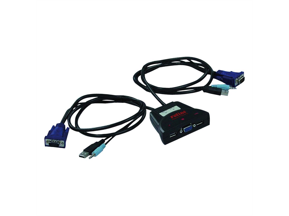 ROLINE KVM Switch 'Star' 2 PCs, VGA, USB, audio