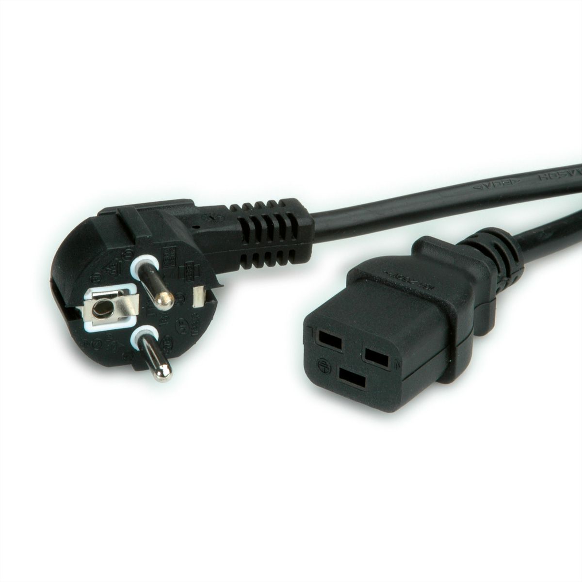 VALUE Power Cord 3P German Type, IEC320 - C19 16A, black, 2 m