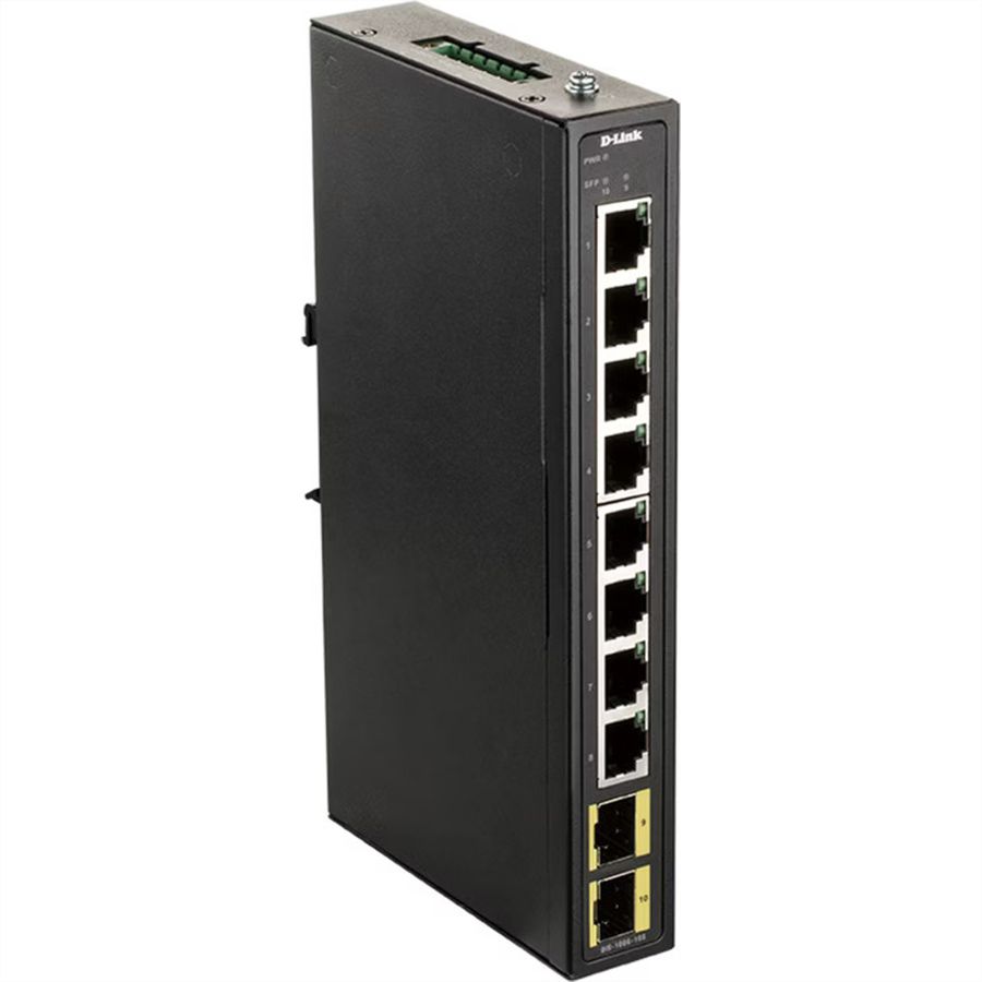 D-Link DIS-100G-10S Gigabit Switch Industrieel 8-Poorts RJ45 2x 100/1000M SFP