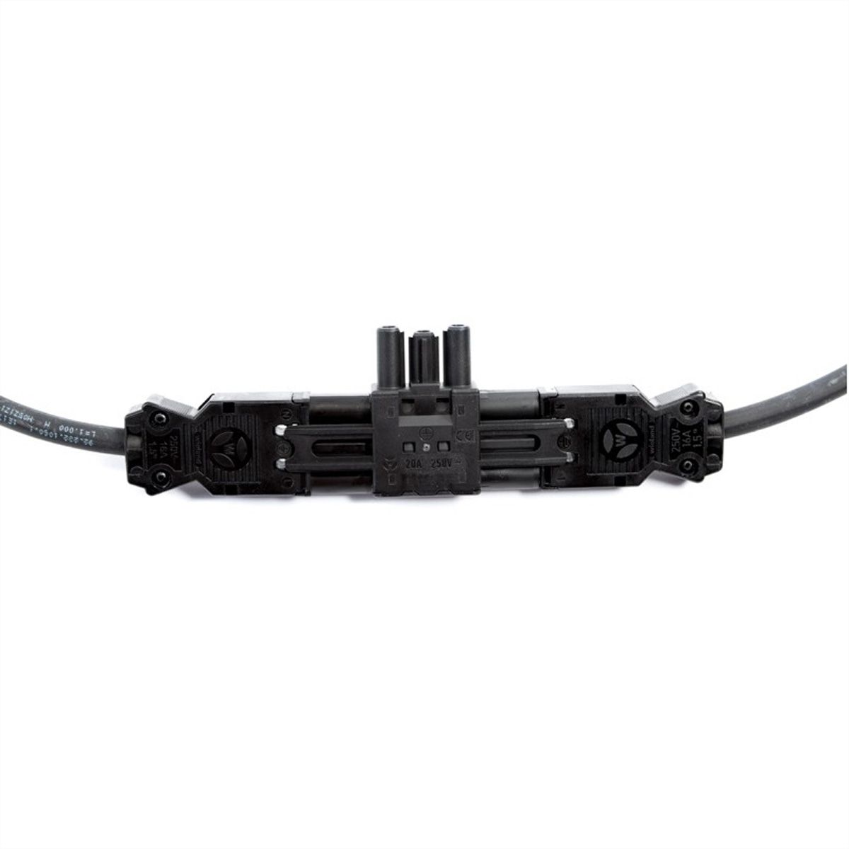 BACHMANN verdeelblok WIELAND GST18 1xIn/2xOut, plat, zwart