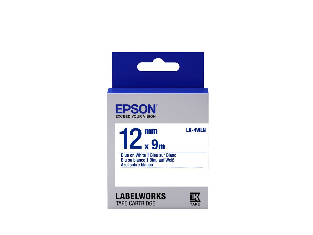 Epson Label Cartridge Standard LK-4WLN Blue/White 12mm (9m) labelprinter-tape Blauw op wit