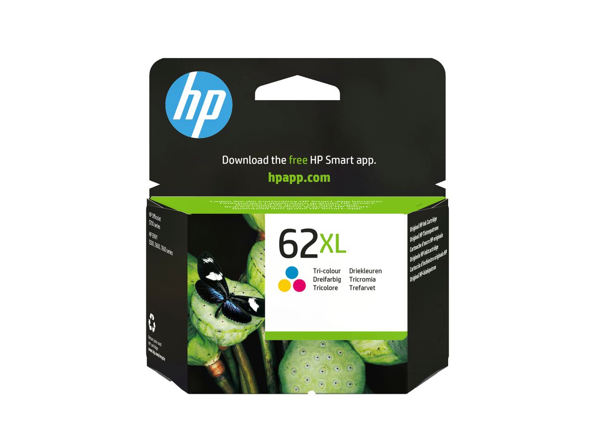 HP 62XL originele high-capacity drie-kleuren inktcartridge