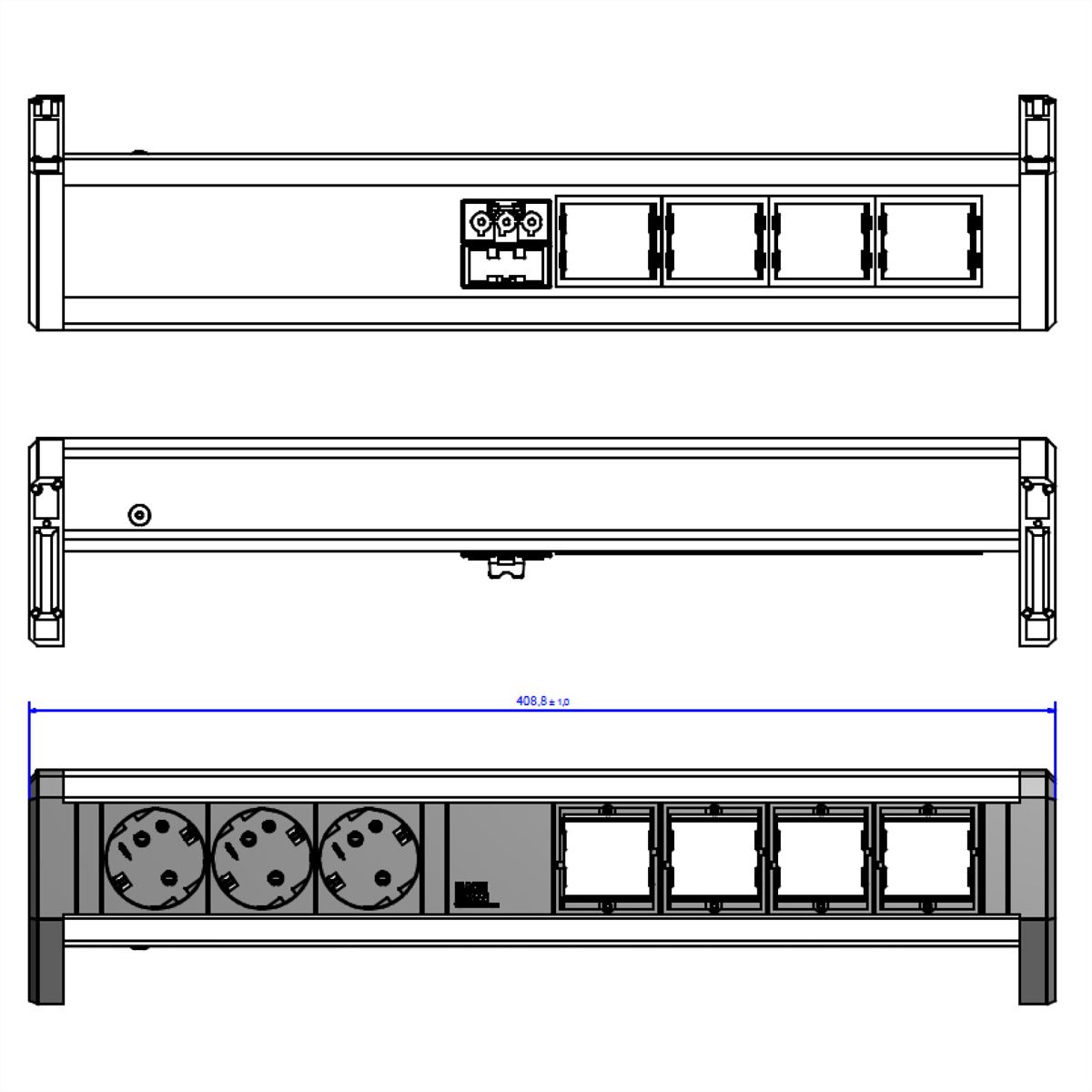 BACHMANN DESK 3x Geaard stopcontact 4x ABD GST18