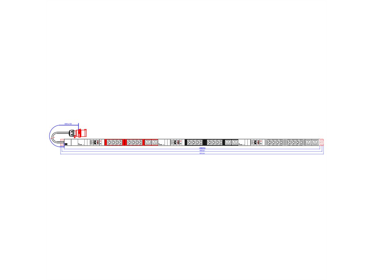 BACHMANN IT PDU ALU 1U 24x C13 6x C19 2LS CEE 3x32A rood