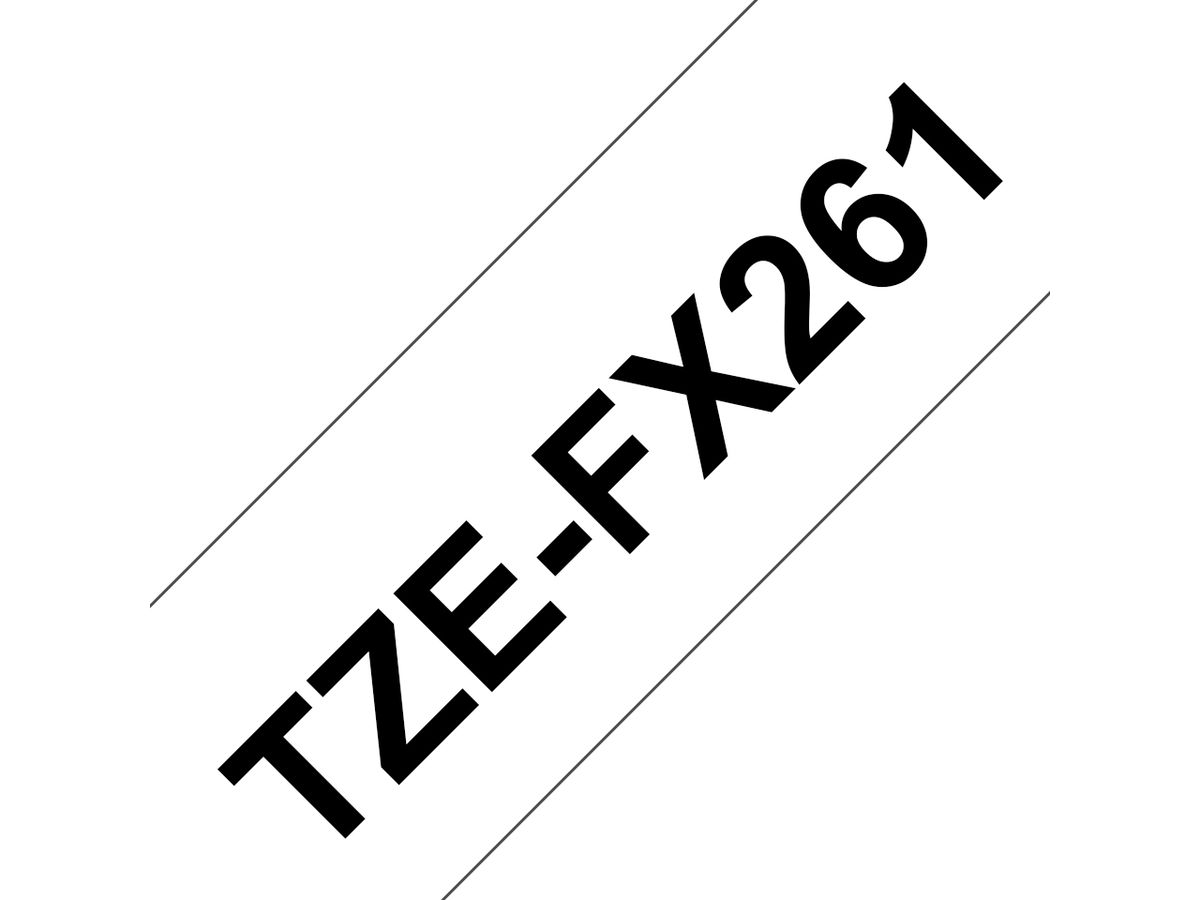 Brother TZE-FX261 label-making tape Black on white
