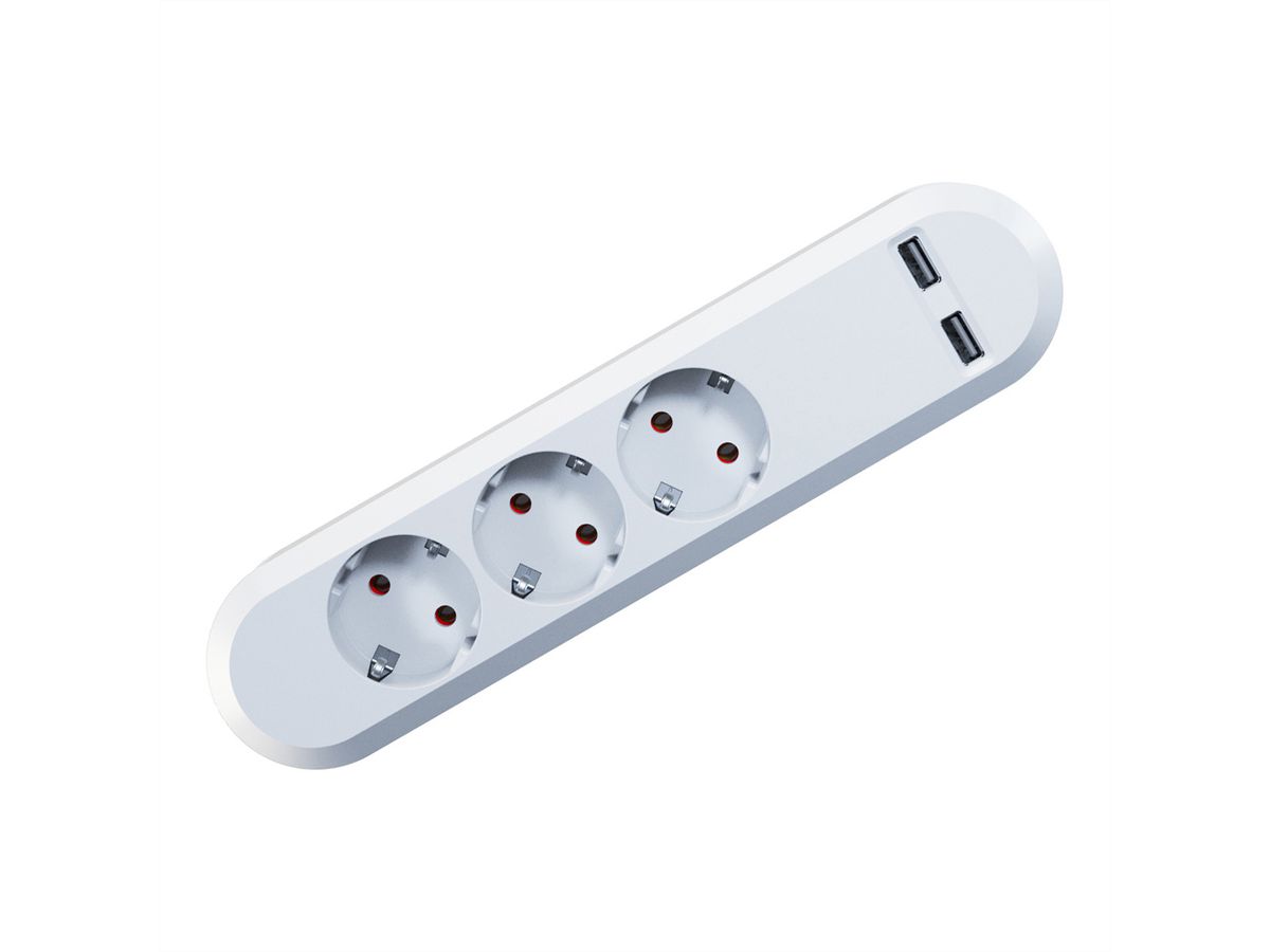 BACHMANN SMART 3x geaard contact 2x USB oplader, 5VDC 3,1 A  , wit